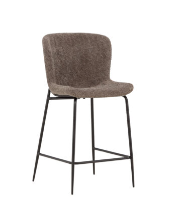 Venture Design Modesto Barstol     Ryglæn Og Fodstøtte Brun Bouclé Stof Og Sort Stål