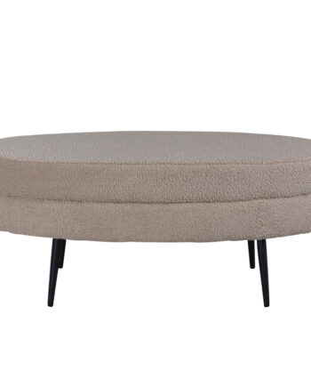 Venture Design Otto Puf  Oval Beige Bamsestof Polyester Og Sort Stål  100x40