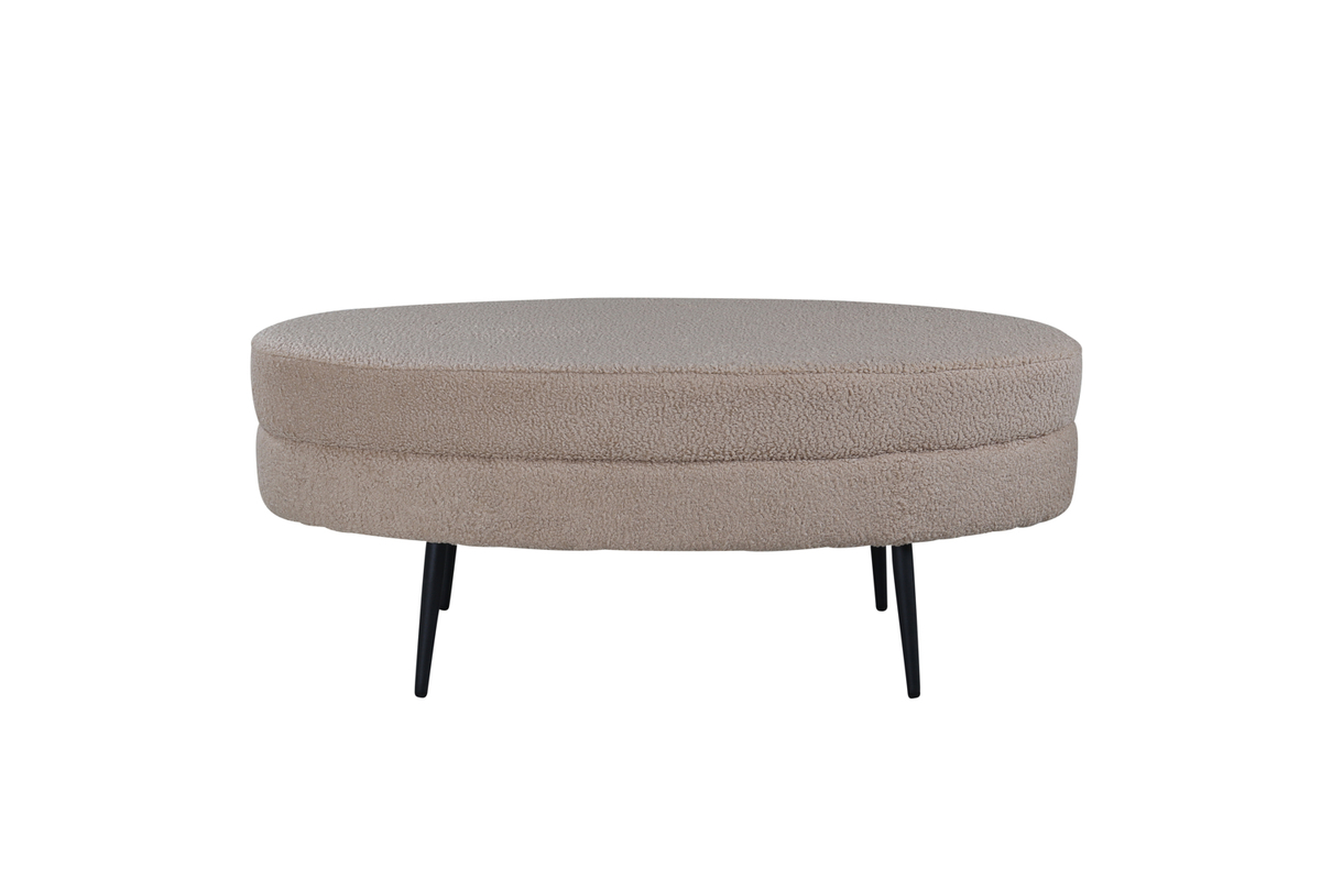 Venture Design Otto Puf Oval Beige Bamsestof Polyester Og Sort Stål 100x40