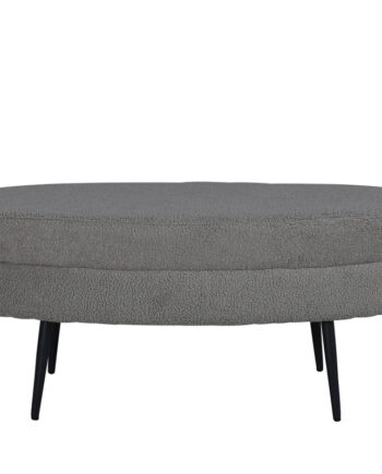 Venture Design Otto Puf  Oval Grå Bamsestof Polyester Og Sort Stål  100x40