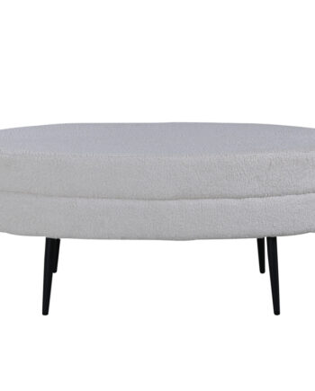 Venture Design Otto Puf  Oval Hvid Bamsestof Polyester Og Sort Stål  100x40
