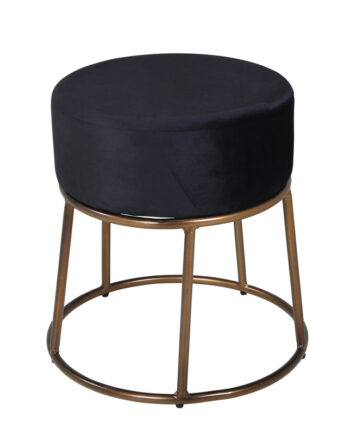 Venture Design Pippi Puf  Rund Sort Fløjl Og Kobber Stål  ø45