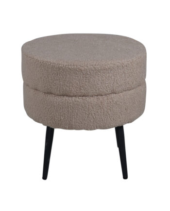 Venture Design Pot Puf  Rund Beige Bamsestof Polyester Og Sort Stål  ø40