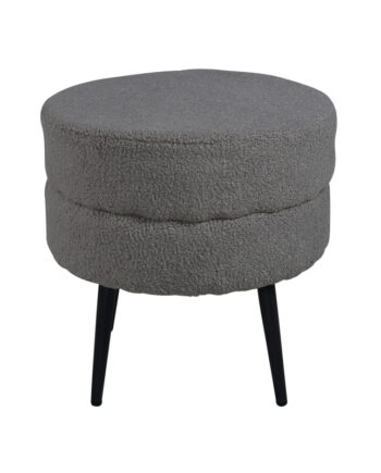 Venture Design Pot Puf  Rund Grå Bamsestof Polyester Og Sort Stål  ø40