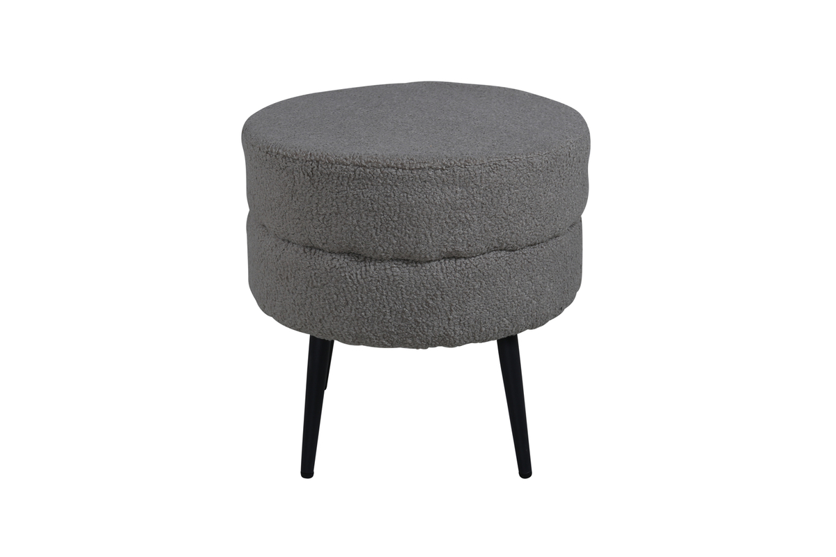 Venture Design Pot Puf Rund Grå Bamsestof Polyester Og Sort Stål ø40