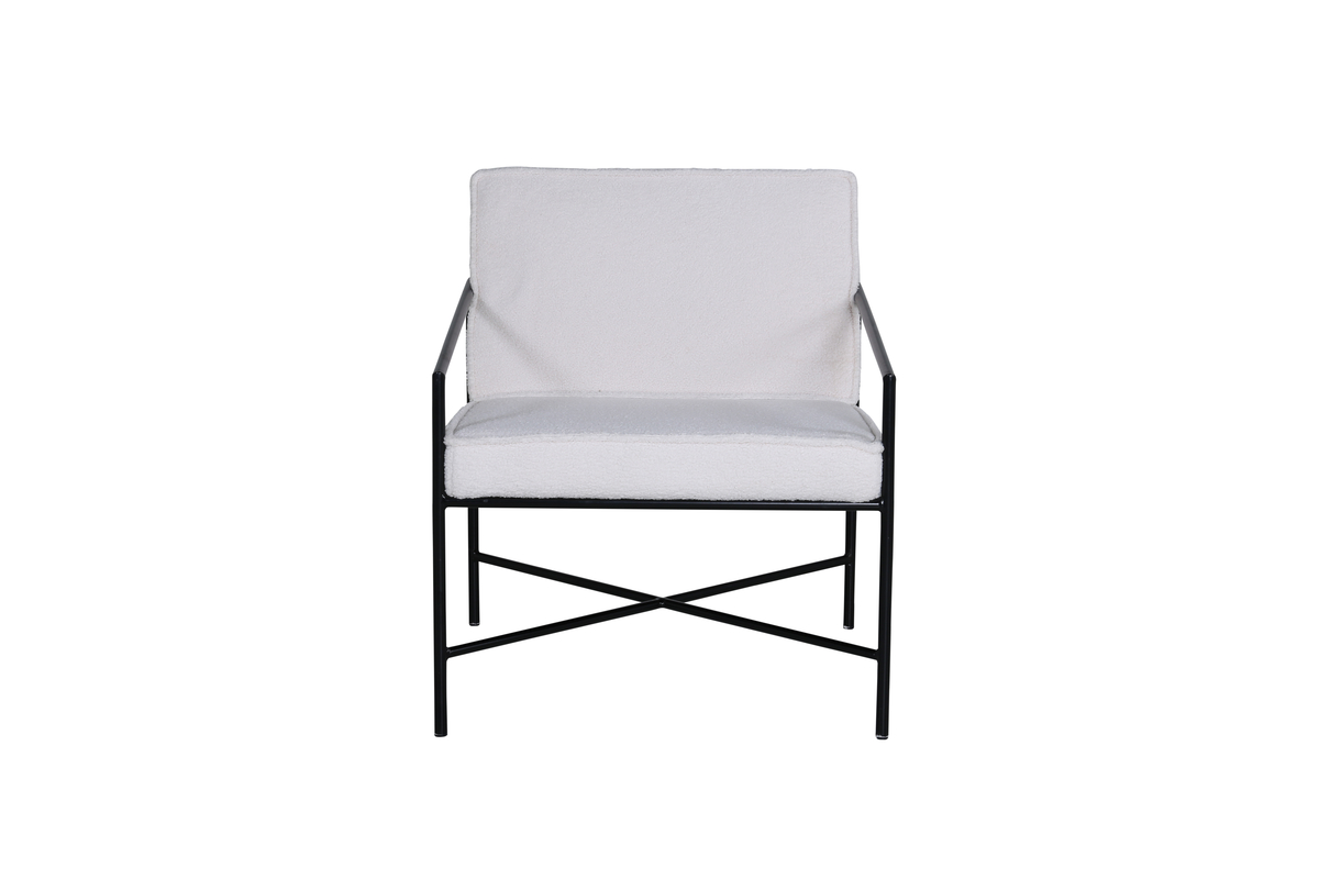 Venture Design Rakel Lænestol Hvid Bamsestof Polyester Og Sort Stål