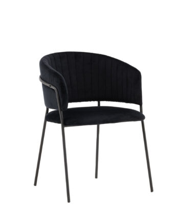 Venture Design Selma Spisebordsstol     Armlæn Sort Polyester Fløjl Og Sort Stål