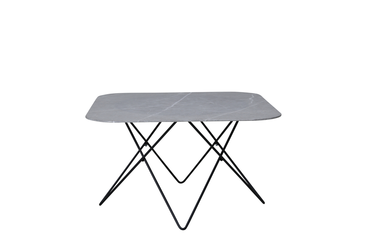 Venture Design Tristar Sofabord  Kvadratisk Grå Marmoreret Glas Og Sort Stål  80x80