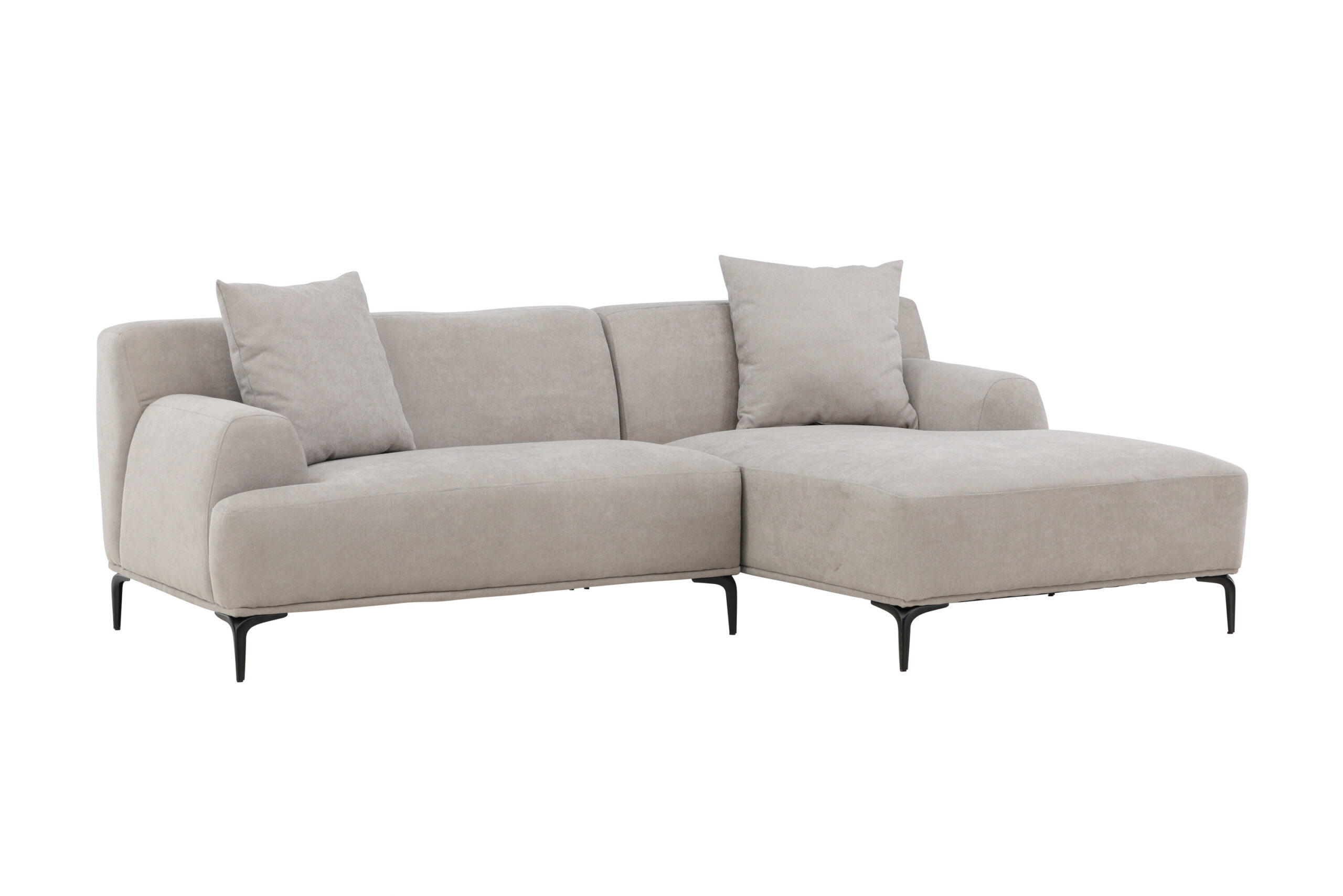 Venture Design Viskan Sofa Chaiselong Lysegrå Polyester Og Mat Sort Metal