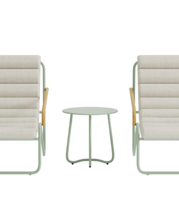 Venture Home Ithaka Udendørs Loungesæt       Bord Og   Stole Beige Polyester Og Salviegrøn Stål