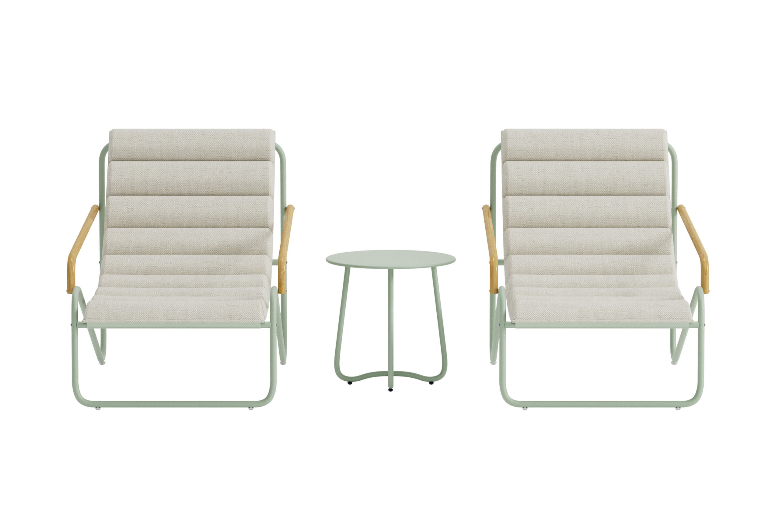 Venture Home Ithaka Udendørs Loungesæt Bord Og Stole Beige Polyester Og Salviegrøn Stål