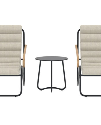 Venture Home Ithaka Udendørs Loungesæt       Bord Og   Stole Beige Polyester Og Sort Stål
