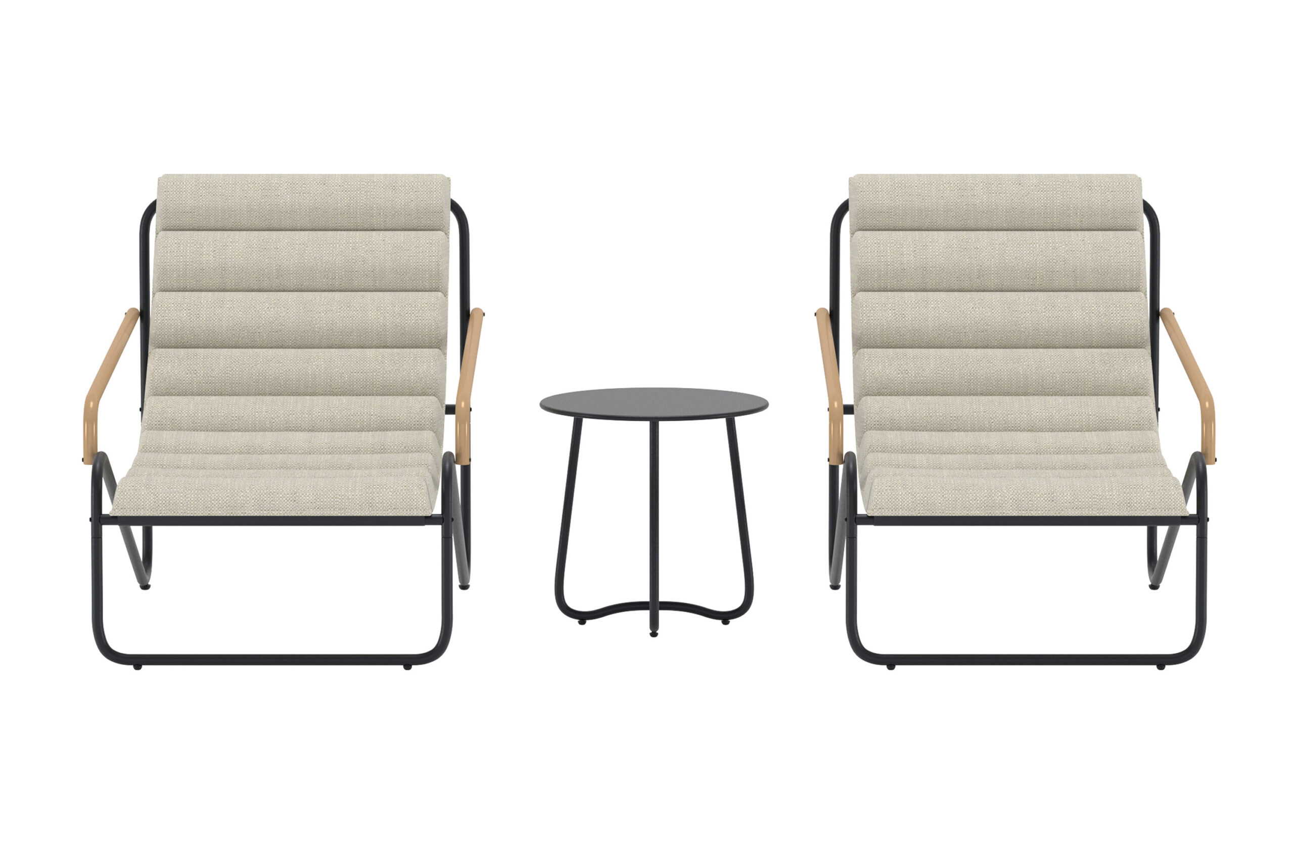 Venture Home Ithaka Udendørs Loungesæt Bord Og Stole Beige Polyester Og Sort Stål
