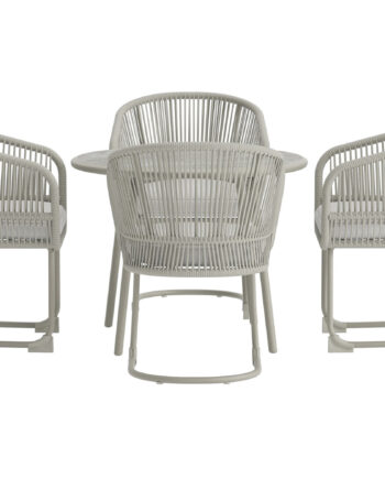 Venture Home Tilos Havesæt       Bord    Stole  Beige Hynder Pvc-komposit  Aluminium  Lysegrå Flet Og Stål