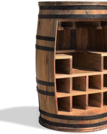 Vintønde Barskab Obuzi Rosey-say Raw   Mangotræ Og Jern   Rustic Natur Sort ø55ã 80 Cm Vinbar