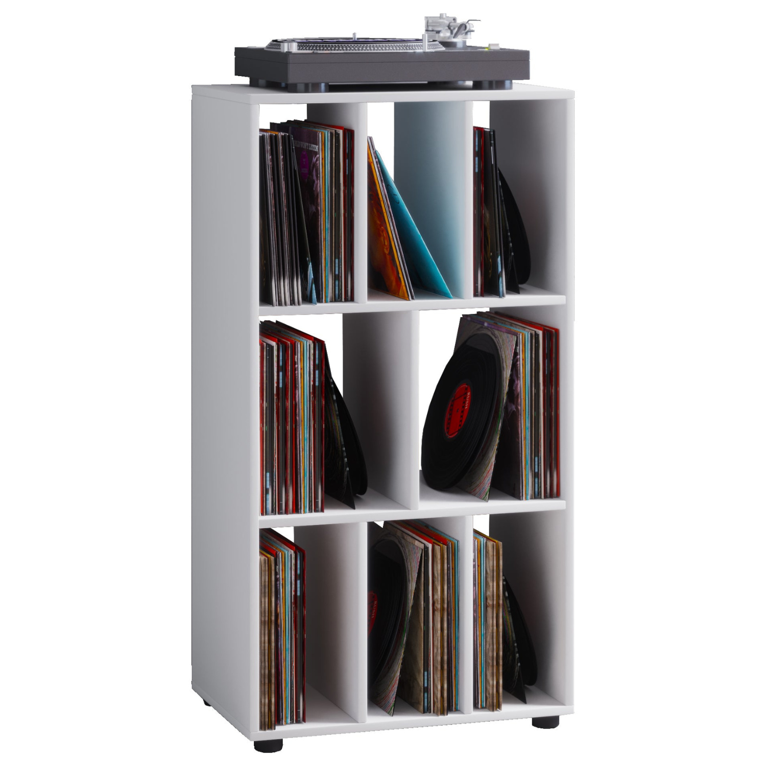 Vinylmøbel Reol  Plads Til 250 Vinylplader  115x60x34 Cm  Hvid