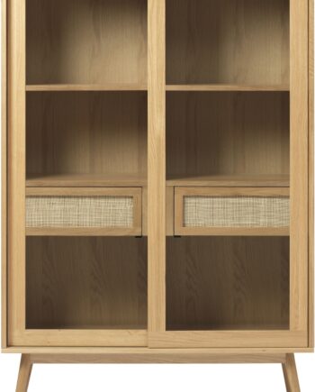 Vitrineskab Glasvitrine Nordique Design Barrali 160   110   40 Cm Egetræ Rattan Natur