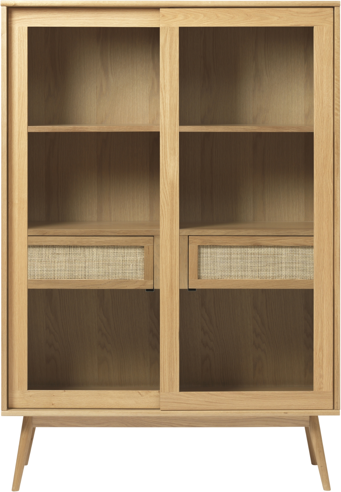 Vitrineskab Glasvitrine Nordique Design Barrali 160   110   40 Cm Egetræ Rattan Natur
