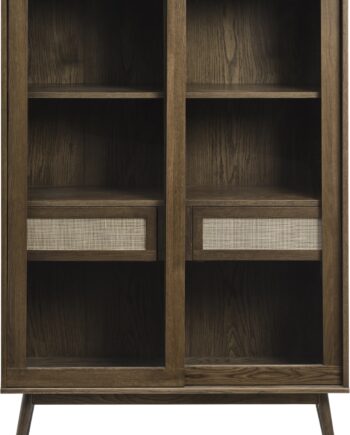 Vitrineskab Nordique Design Barrali Røgfarvet Egetræ Og Rattan H160ã B110ã D40 Cm