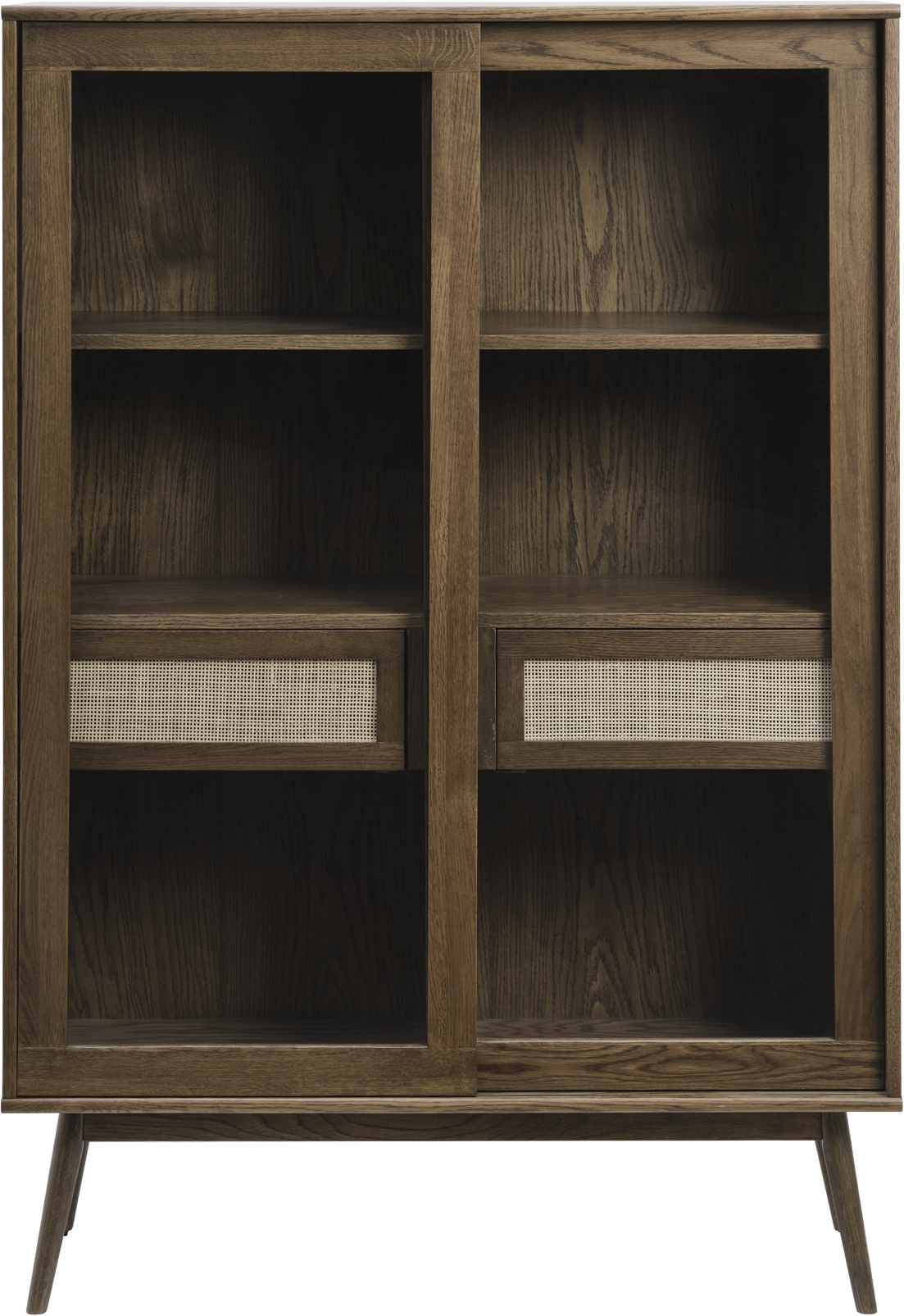 Vitrineskab Nordique Design Barrali Røgfarvet Egetræ Og Rattan H160ã B110ã D40 Cm