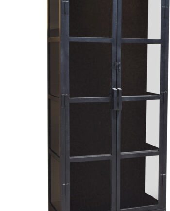 Vitrineskab Obuzi Factoria  Sort Jern Og Glas  H185ã B80ã D40 Cm