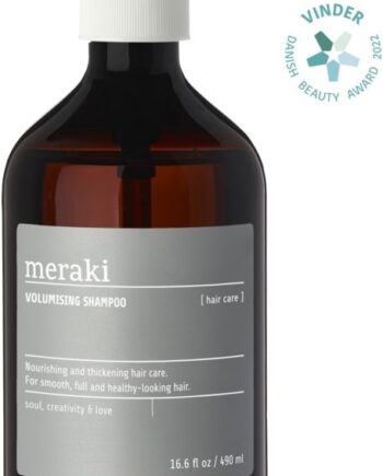 Volumenshampoo Meraki Volumising   Shampoo Til Fint Hår Med Provitamin B5   ærteprotein  Gråbrun Flaskedesign