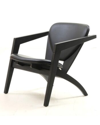 Wegner Butterfly Ge460 Stol Sortbejdset Eg Sort Læder  : Erling Christensen Møbler