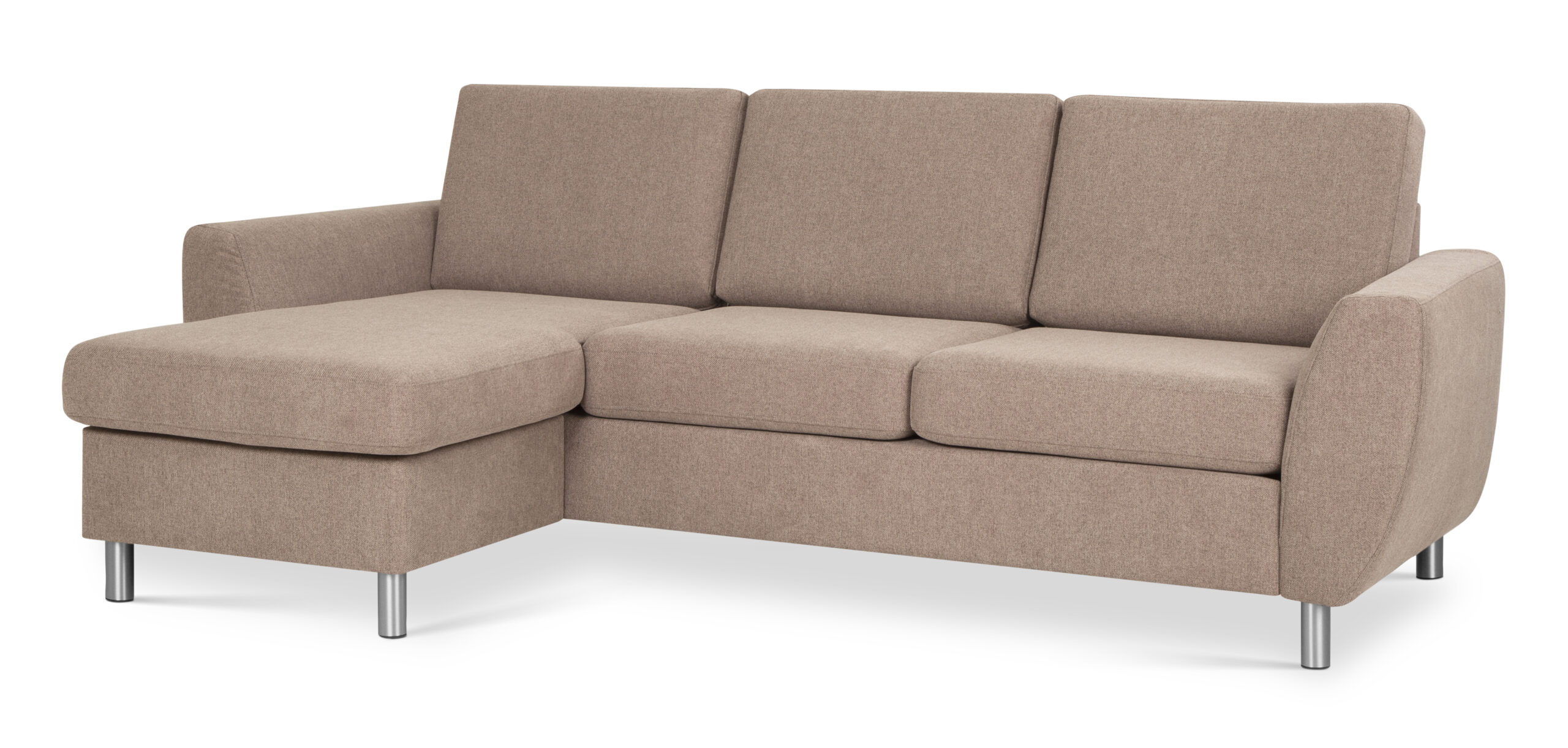 Wendy Set 3d Sofa Chaiselong Antelope Beige Polyester Stof Og Børstet Aluminium