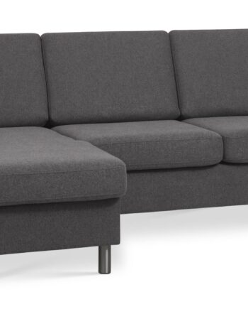 Wendy Set   3d Sofa     Chaiselong Antracitgrå Polyester Stof Og Børstet Aluminium