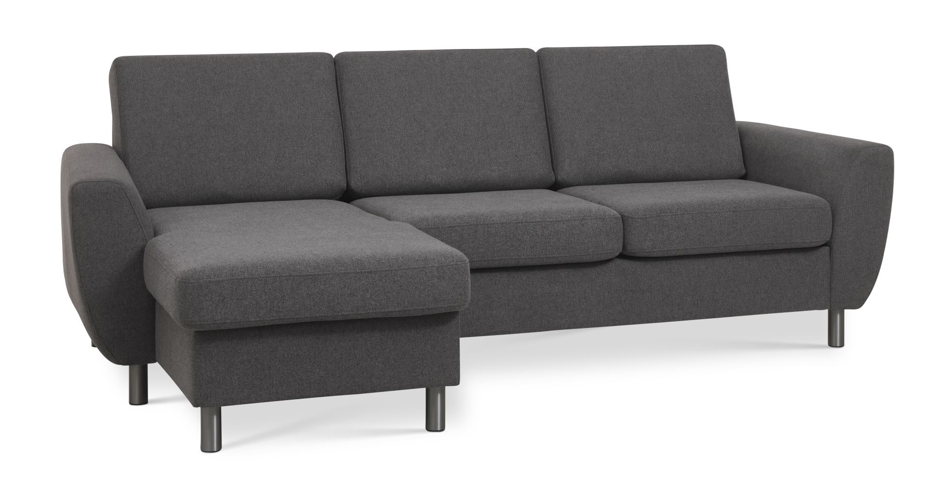 Wendy Set 3d Sofa Chaiselong Antracitgrå Polyester Stof Og Børstet Aluminium