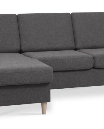 Wendy Set   3d Sofa     Chaiselong Antracitgrå Polyester Stof Og Natur Træ