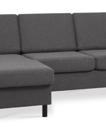 Wendy Set   3d Sofa     Chaiselong Antracitgrå Polyester Stof Og Sort Træ