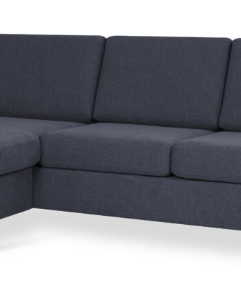 Wendy Set   3d Sofa     Chaiselong Blå Polyester Stof Og Børstet Aluminium