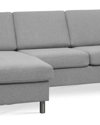Wendy Set   3d Sofa     Chaiselong Grå Polyester Stof Og Børstet Aluminium
