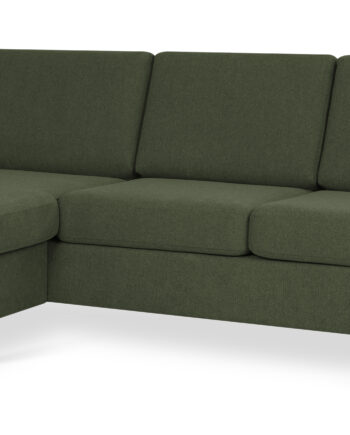Wendy Set   3d Sofa     Chaiselong Vinter Mosgrøn Polyester Stof Og Sort Træ