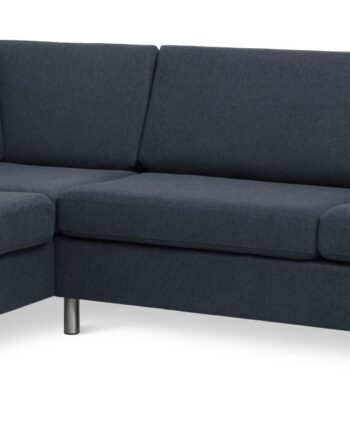 Wendy Set   Oe Left Sofa     Chaiselong Blå Polyester Stof Og Børstet Aluminium