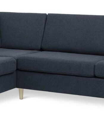 Wendy Set   Oe Left Sofa     Chaiselong Blå Polyester Stof Og Natur Træ