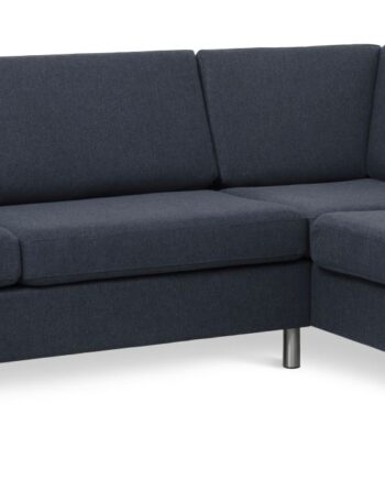 Wendy Set   Oe Right Sofa     Chaiselong Blå Polyester Stof Og Børstet Aluminium