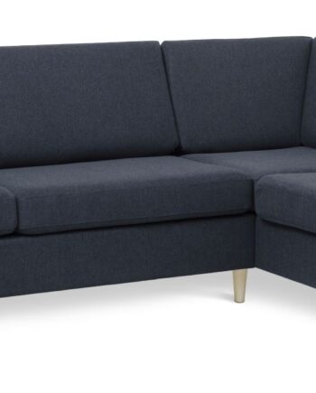 Wendy Set   Oe Right Sofa     Chaiselong Blå Polyester Stof Og Natur Træ