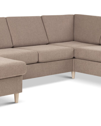 Wendy Set     2c3d Sofa     Chaiselong Antelope Beige Polyester Stof Og Natur Træ