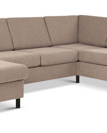 Wendy Set     2c3d Sofa     Chaiselong Antelope Beige Polyester Stof Og Sort Træ