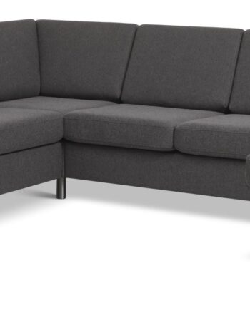 Wendy Set     2c3d Sofa     Chaiselong Antracitgrå Polyester Stof Og Børstet Aluminium