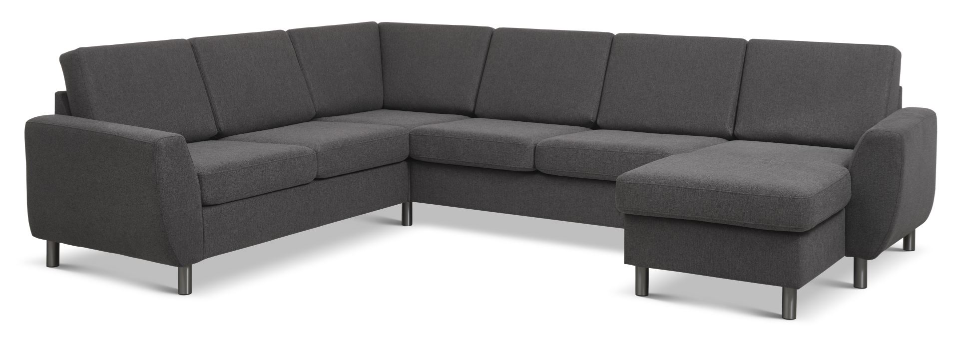Wendy Set 2c3d Sofa Chaiselong Antracitgrå Polyester Stof Og Børstet Aluminium