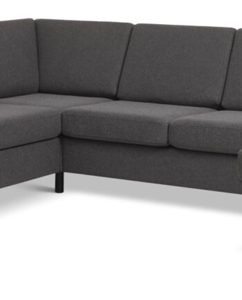 Wendy Set     2c3d Sofa     Chaiselong Antracitgrå Polyester Stof Og Sort Træ