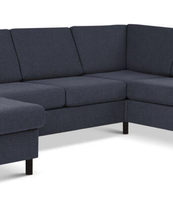 Wendy Set     2c3d Sofa     Chaiselong Blå Polyester Stof Og Sort Træ