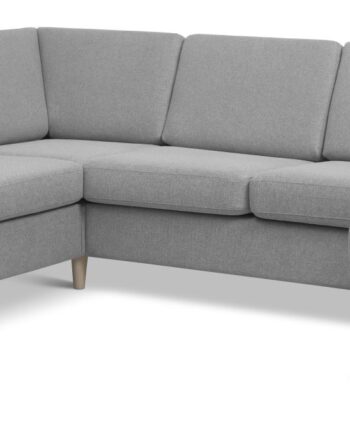Wendy Set     2c3d Sofa     Chaiselong Grå Polyester Stof Og Natur Træ