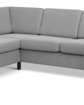 Wendy Set     2c3d Sofa     Chaiselong Grå Polyester Stof Og Sort Træ