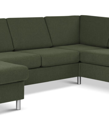 Wendy Set     2c3d Sofa     Chaiselong Vinter Mosgrøn Polyester Stof Og Børstet Aluminium