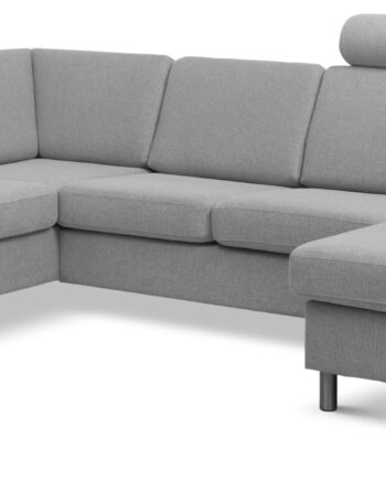 Wendy Set     Oe Left Sofa     Chaiselong Grå Polyester Stof Og Børstet Aluminium