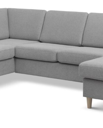 Wendy Set     Oe Left Sofa     Chaiselong Grå Polyester Stof Og Natur Træ